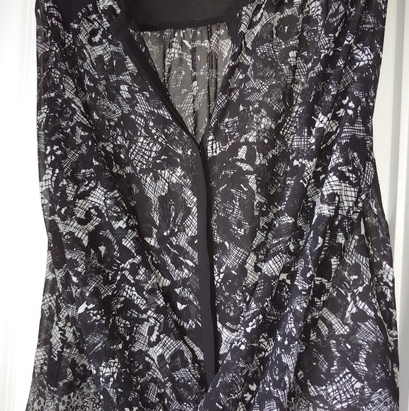 Ann Taylor Long Sleeve Graphic Sheer Blouse - Picture 3 of 5